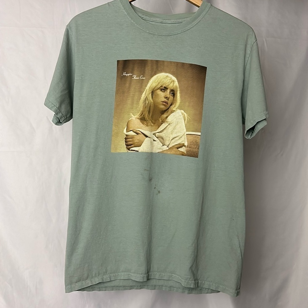 Billie Eilish Medium - Green Happier Than Ever | Casual Band Singer Shirt - Picture 1 of 5